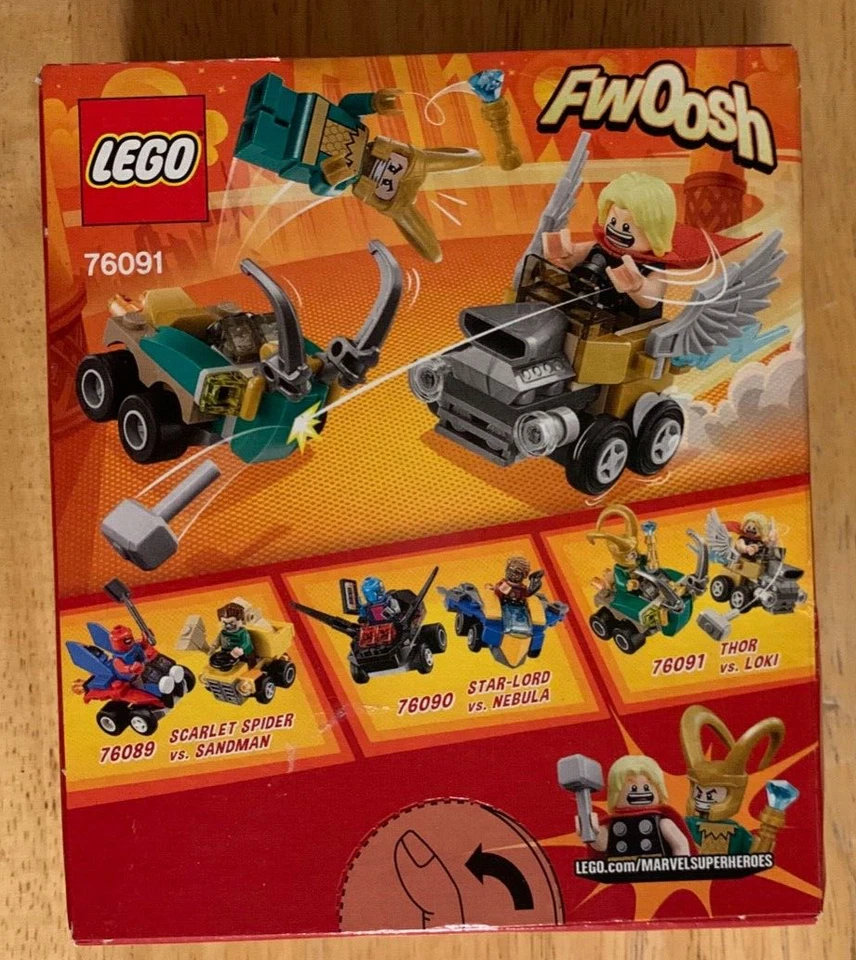 2 juegos LEGO Super Heroes 76091, 76069, Marvel Thor v. Loki, DC Batman v. Moth Foto 2 de 4