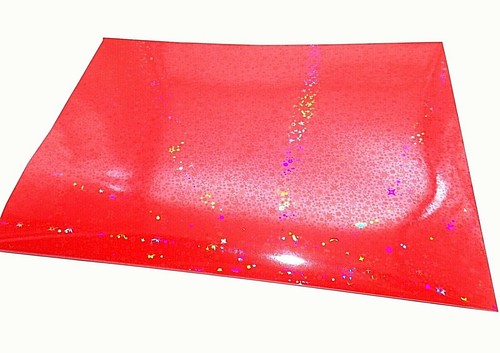 Bright Red Holographic Luxury Gift Wrap Wrapping Paper 2 Sheets 2 Tag 3D Stars - Picture 7 of 8