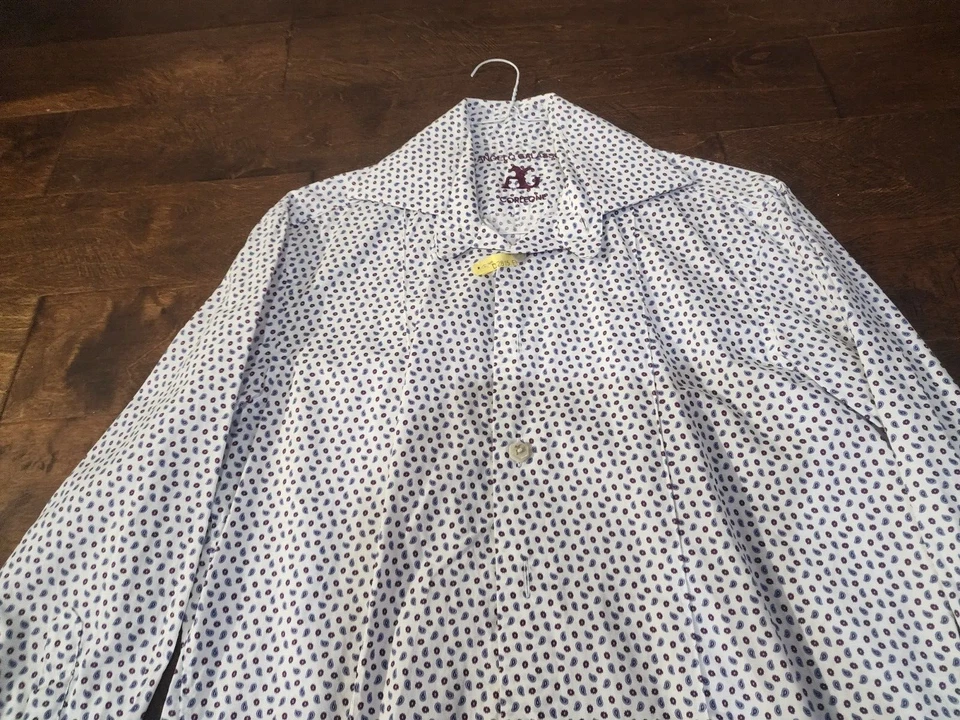 Camisa de vestir ANGELO GALASSO para hombre cachemira blanca puño en ángulo abotonada manga larga Foto 3 de 4