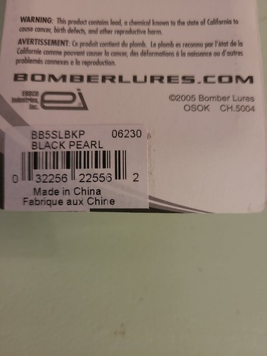 Bombardero descontinuado Balsa Modelo B Billete Cuadrado Crankbait Negro Perla Bajo Pesca - Imagen 5 de 5