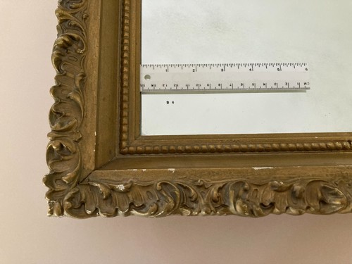 Antique Gold Wood Plaster Gesso Deep Frame Rectangular Mirror ~ 14 x 16 x 2.5 In - Picture 11 of 13