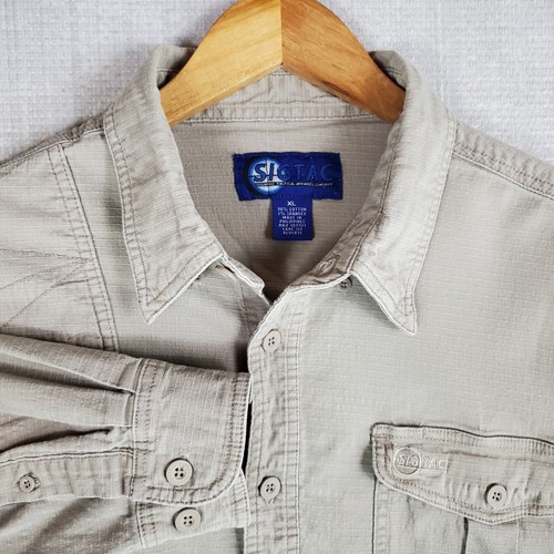SIGARMS SIGTAC Mens Size XL Ripstop Cotton Sport Shirt Shooting Pad Khaki Hunt - Picture 4 of 14