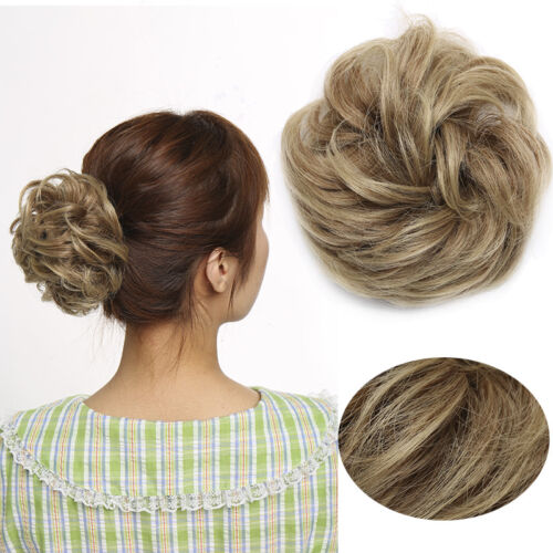 US Lady Wavy Curly Pony Tail Hair Bun Clip in Scrunchie Hair Extension Hairpiece - Picture 32 of 35