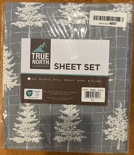 Sleep Philosophy True North Cozy Flannel Warm 100%Cotton Sheet Twin Blue Forest - Picture 7 of 9
