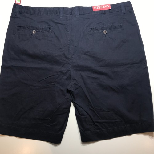 Merona Shorts Mens 44 Navy Flat Front Cotton Chino 10.5" Inseam Standard Fit NEW - Picture 2 of 13