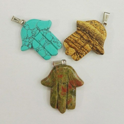 Natural Stone Pendants Gesture Mixed Jewelry Men Charms for Jewelry Making 12pcs - Picture 3 of 8
