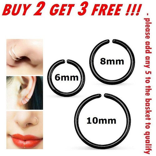 Nose Ring Surgical Steel Hoop Lip Ear Face Fake Septum Helix Small Body Piercing - Picture 9 of 44
