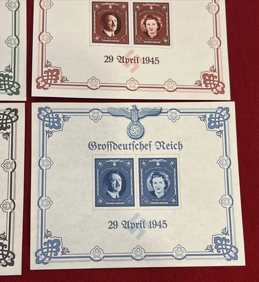 Juego de 6 estampillas de boda de Adolf Hitler Eva Braun nazi Tercer Reich Segunda Guerra Mundial alemanas Foto 4 de 4
