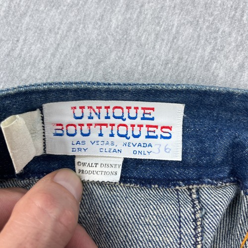 Vintage Donald Duck Bell Bottom Jeans Mens 34x33 Blue Denim 70s Walt Disney - Picture 13 of 21