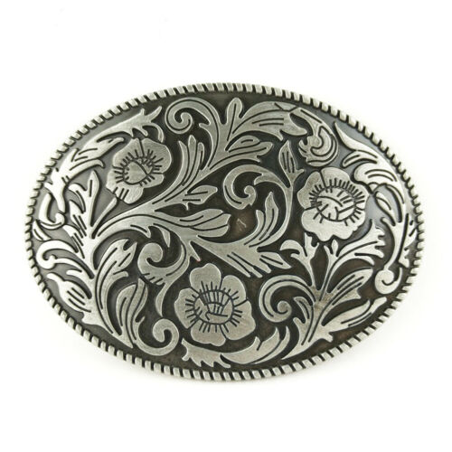 Flower Pattern Alloy Retro Belt Buckle Western Cowboy Belt Buckle for Men Women - Picture 2 of 6