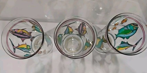 3er Set Vintage große Acryl Durchbruch Fisch Gläser leuchtende Farben Angeln - Bild 6 von 10