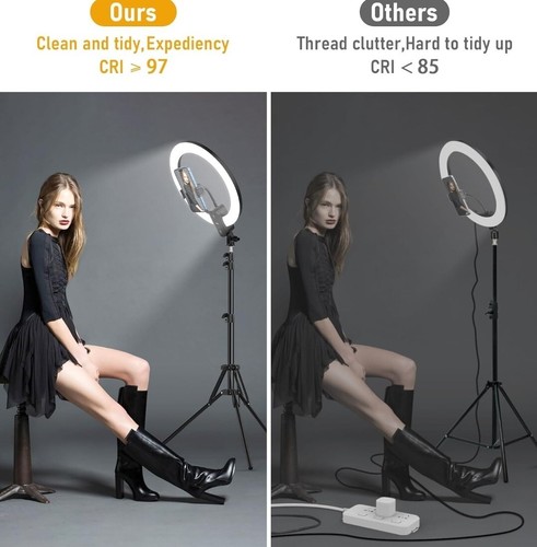 12 inch Ring Light 2800mAh Rechargeable, LED Circle Selfie Ringlight Cordless wi - 第 4/7 張圖片