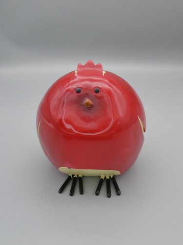 Anthropomorphic Apple Bird Figurine Chubby Cardinal Carved Red Fruit Figural 6" - Picture 7 of 12