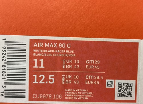 Nike Air Max 90 Golf White Racer Blue Spikeless Shoes CU9978-106 Men's Size 11 - Picture 3 of 8