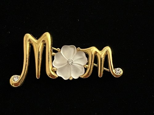 Monet Vintage Gold Tone & Rhinestones Mom Brooch / Pin Accent Flower - Bild 2 von 9