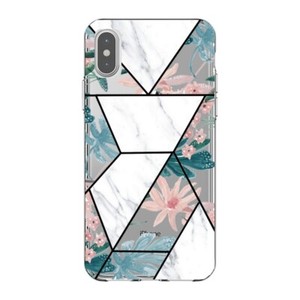 Coque Iphone XS MAX marbre blanc fleur pastel transparente