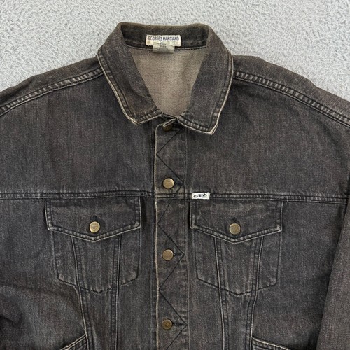 Vintage Guess Jean Jacket Mens Small Black Acid Wash Button 80s George Marciano - Picture 3 of 10