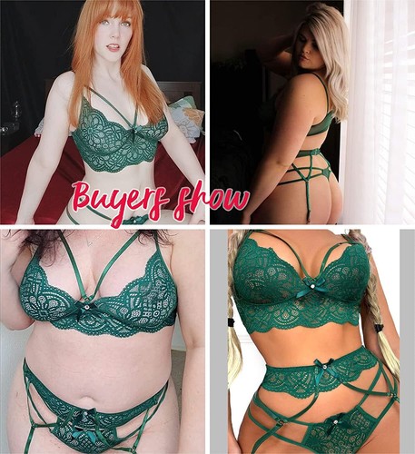 Christmas Sexy Underwear Bra Thong Lingerie Set Teddy Chemise Lace Babydoll Gift - Picture 17 of 27