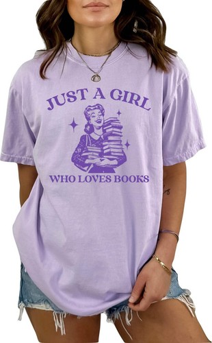 Just a Girl Who Loves Books Vintage Mädchen Buchliebhaber Buchhaft Lesen T-Shirt - Bild 11 von 49