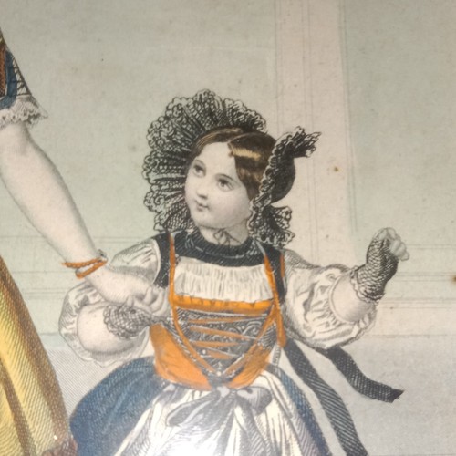 Gravure Colorée Mode Femme et Enfants Journal des Jeunes Personnes Circa 1850 - Picture 9 of 11