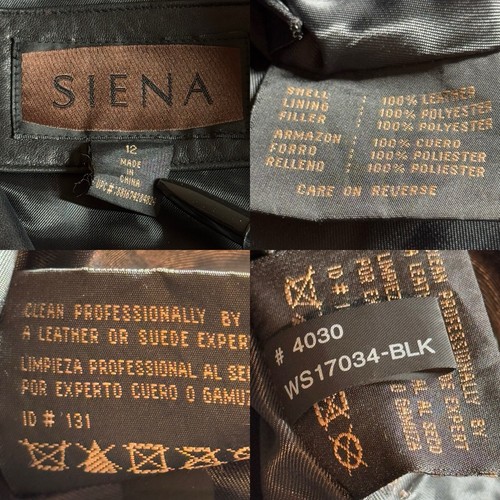 Abrigo Blazer de Cuero Siena para Mujer 12 Negro Cuero Suave 3 Bolsillos con Botones - Imagen 14 de 16