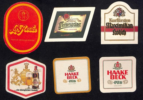 Posavasos de cerveza vintage en su mayoría alemanes años 60-90 grupo de 6 - incl. Beck - Imagen 2 de 3