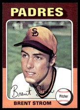 1975 Topps Mini #643 Brent Strom BASEBALL San Diego Padres