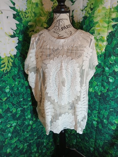 Cupshe weißes durchsichtiges Hemd Badeanzug Abdeck Top Größe Large