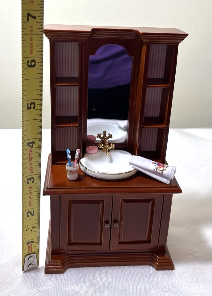 Gabinete de fregadero alto miniatura para casa de muñecas Reutter Alemania escala 1:12 Foto 3 de 4