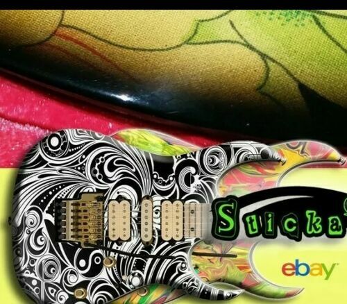 Guitar Skin Axe Wrap Bass Reface DIY Ashbury Black & White Anaconda Snake 1054 - Picture 11 of 13