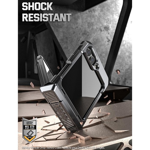 Poetic Spartan Case For Samsung Galaxy Z Flip 5 Kickstand Hybrid Cover Gun metal - Picture 6 of 7