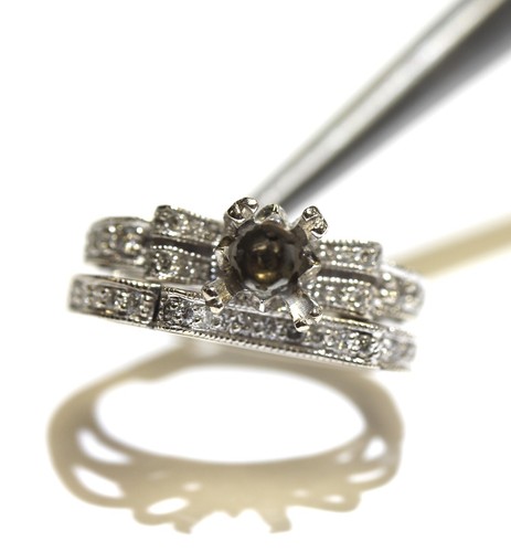 Anillo de compromiso de boda semi montaje diamante redondo 0,50 quilates oro blanco 14k 6,3 g - Imagen 6 de 8