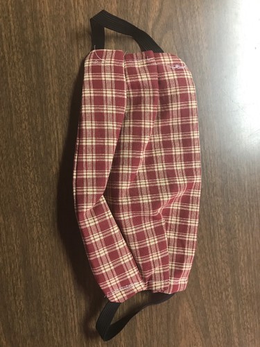 PERSONAL PROTECTIVE MASK Cute Plaid Burgundy Red And Tan 1 Size PPE - Picture 2 of 7