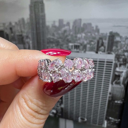 Natural Real Light Pink Diamond Classic Ring 2.82 Ct Mix Cut SI1 18K White Gold - Picture 6 of 8