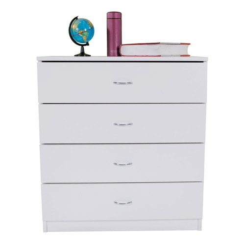 MDF Wood Simple 4-Drawer Dresser White - Picture 12 of 24