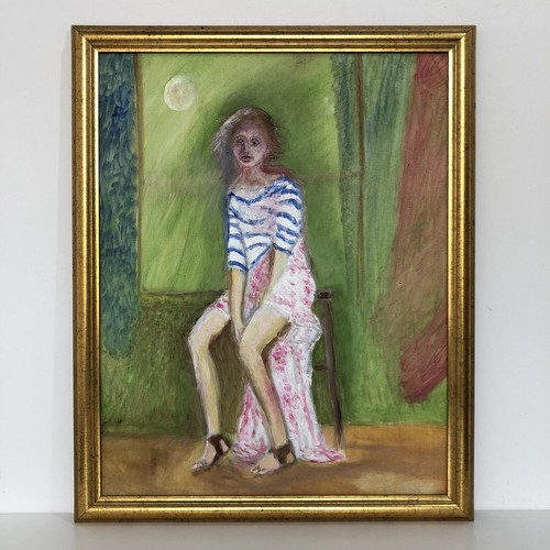 Sailor Girl Portrait Impressionist Vintage Oil Painting