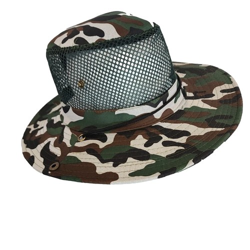 Sombrero de cubo verde malla camuflada para pesca senderismo camping al aire libre RV - Imagen 6 de 11