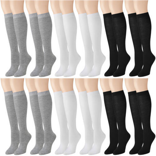 Calcetines Falari 12 pares para mujer hasta la rodilla sobre la pantorrilla negros marinos a rayas - Imagen 3 de 8