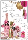 Jonny Javelin Daughter Birthday Card - Pink Gold Champagne Glitter Foil 9x6.25
