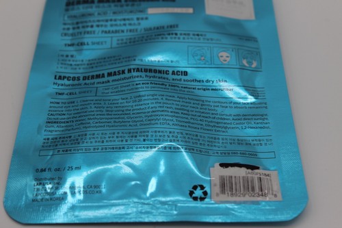 Hyaluronic Beauty Sheet Mask, Moisturizing, 1 Sheet, 0.84 fl oz LAPCOS C2175 - Picture 6 of 7