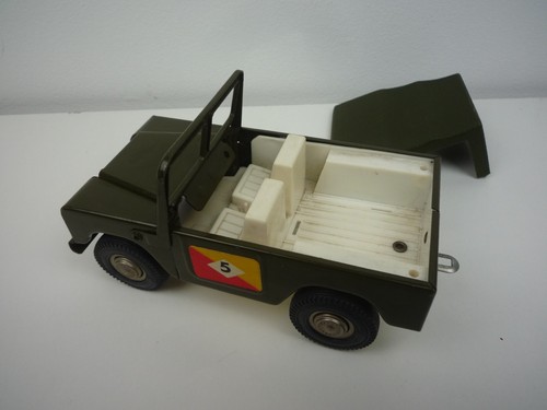 DE COLECCIÓN 1960 TRI-ANG PLACA DE ESTAÑO HIWAY EJÉRCITO EJÉRCITO LAND ROVER CON DOSEL - Imagen 7 de 8