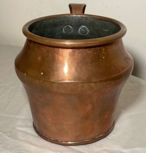 antique 19th century handmade dovetailed thick copper measure bean pot jug - Picture 9 of 12
