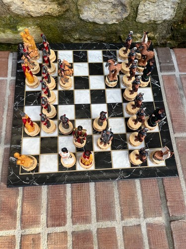 Troy Spartans Chess Set – XL Hand-Carved Board & Painted Resin Figures, Gift - Picture 6 of 12