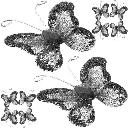 50pcs Sheer Mesh Wire Glitter with collection (Black) butterfly decorative butterfly