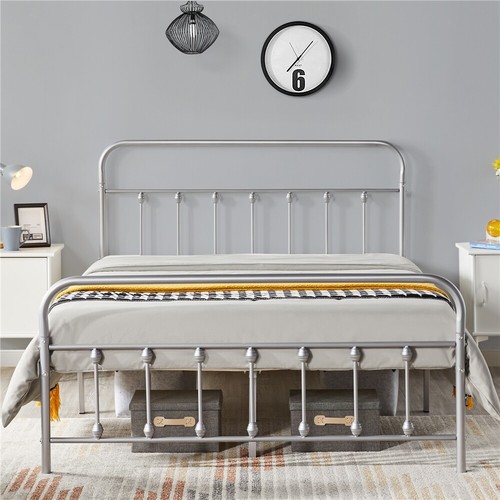 Twin/Full/Queen Metal Bed Frame Classic Iron Platform Bed w/Headboard Footboard - Picture 15 of 39