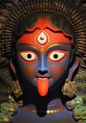 Maa Kali Digital Photo Print  In Golden Frame Big (14 X 18 Inch) - Picture 2 of 4