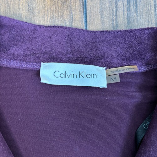 Calvin Klein Moto Jacket Medium Purple Faux Suede Full-Zip Stretch Women's - Picture 10 of 11