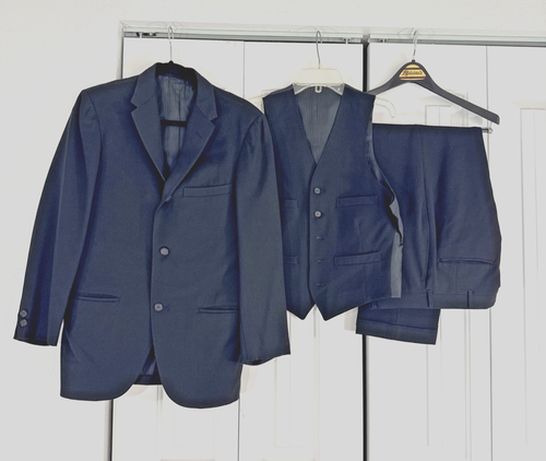 Howard Nafziger Men's Three Piece Suit Black Custom Made 40R W30 Inseam 28 Ving - 第 1/24 張圖片