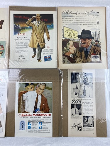Lot of 7 Work Dress Shirt Vintage Collectible Ads Van Heusen Knox Aquatogs - Picture 3 of 3