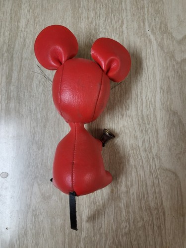 Vintage Dakin Dream Pets, Red Leather Mouse With Bell - Picture 3 of 3